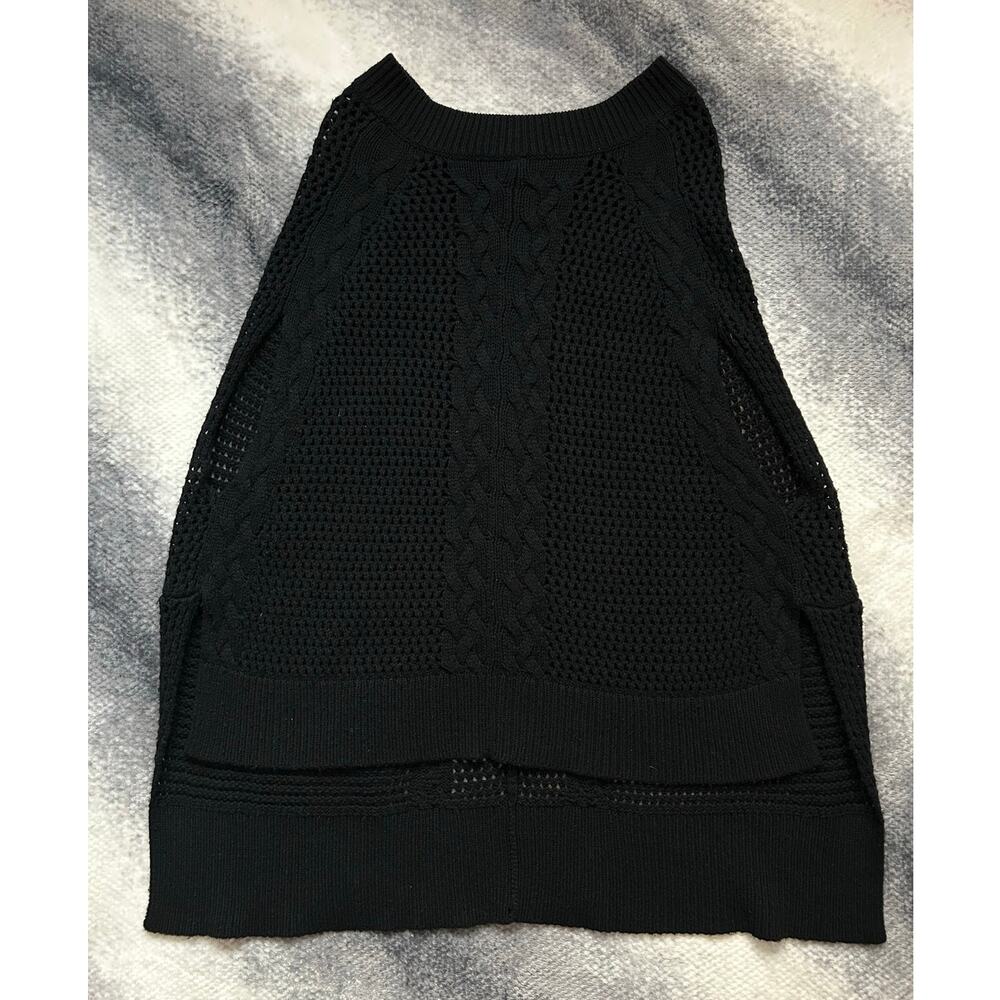 Allsaints Open Knit Erbus Black Pullover Hi Low Cape  Size 4 - 6 Small - Picture 5 of 11